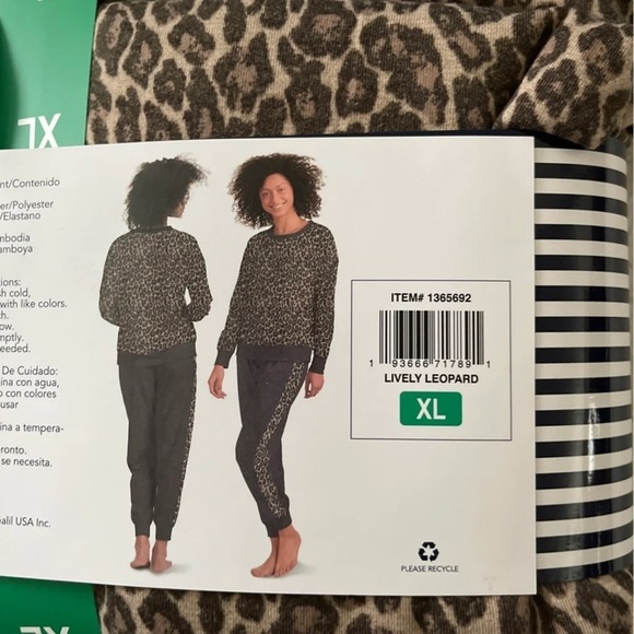 (NWT) Splendid Gray Cheetah leopard Print Ladies' 2-piece Pajama Set, XL - Picture 7 of 8